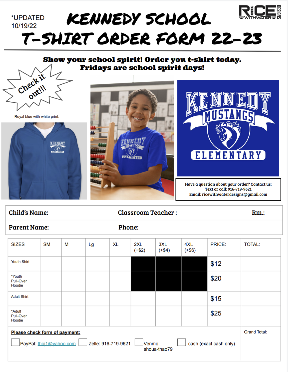 kennedy t shirt order form